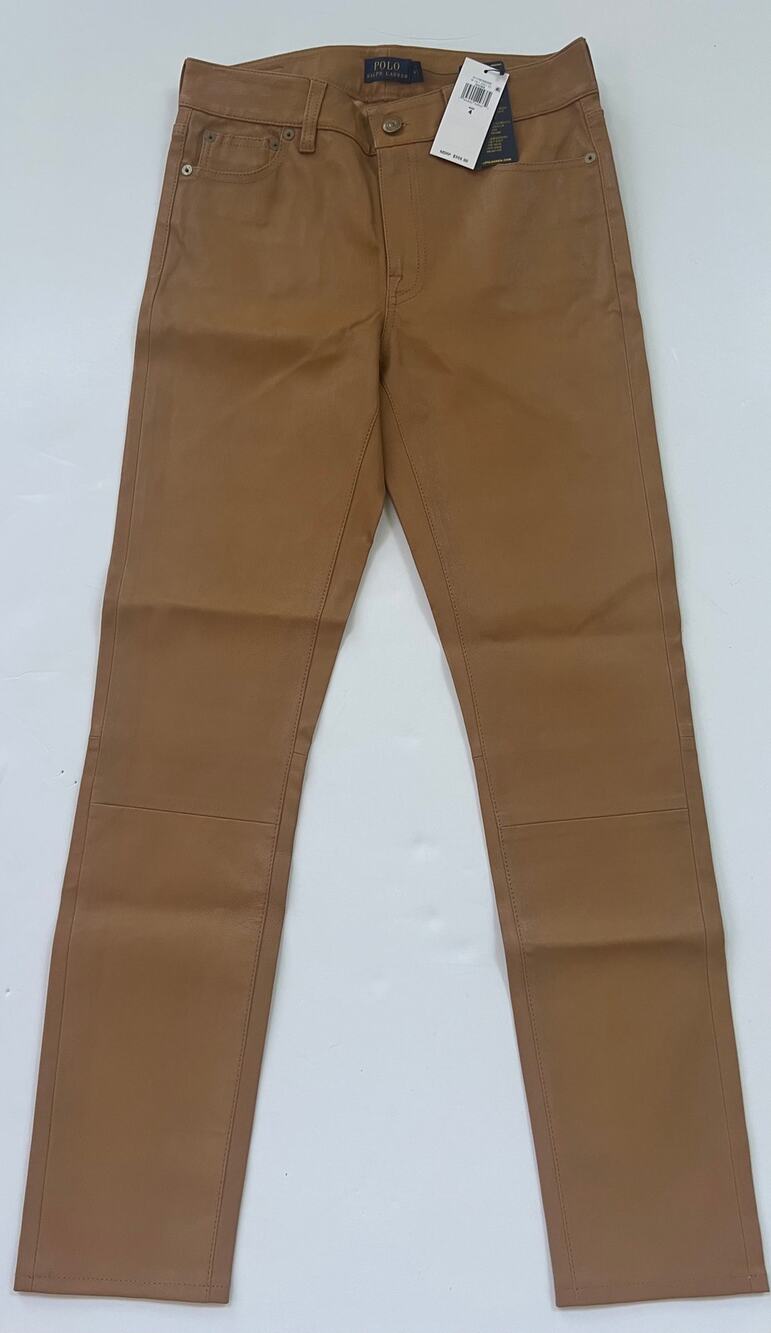 Polo Ralph Lauren Women's Lambskin Leather Legging Jeans Pants Brown Size 4 $998